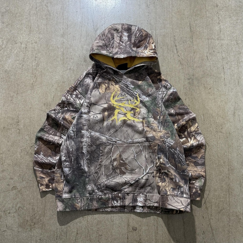 Bushmaster Hoodie Sweatshirt Mens XL Brown Camo Pullover Fleece Deer Graphic
